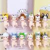 12Pcs Holding Chin Angel Doll Fruit Animal Headgear Angel Figurine PVC Cartoon Angel Figure Bookshelf Desktop Decoration Ornament