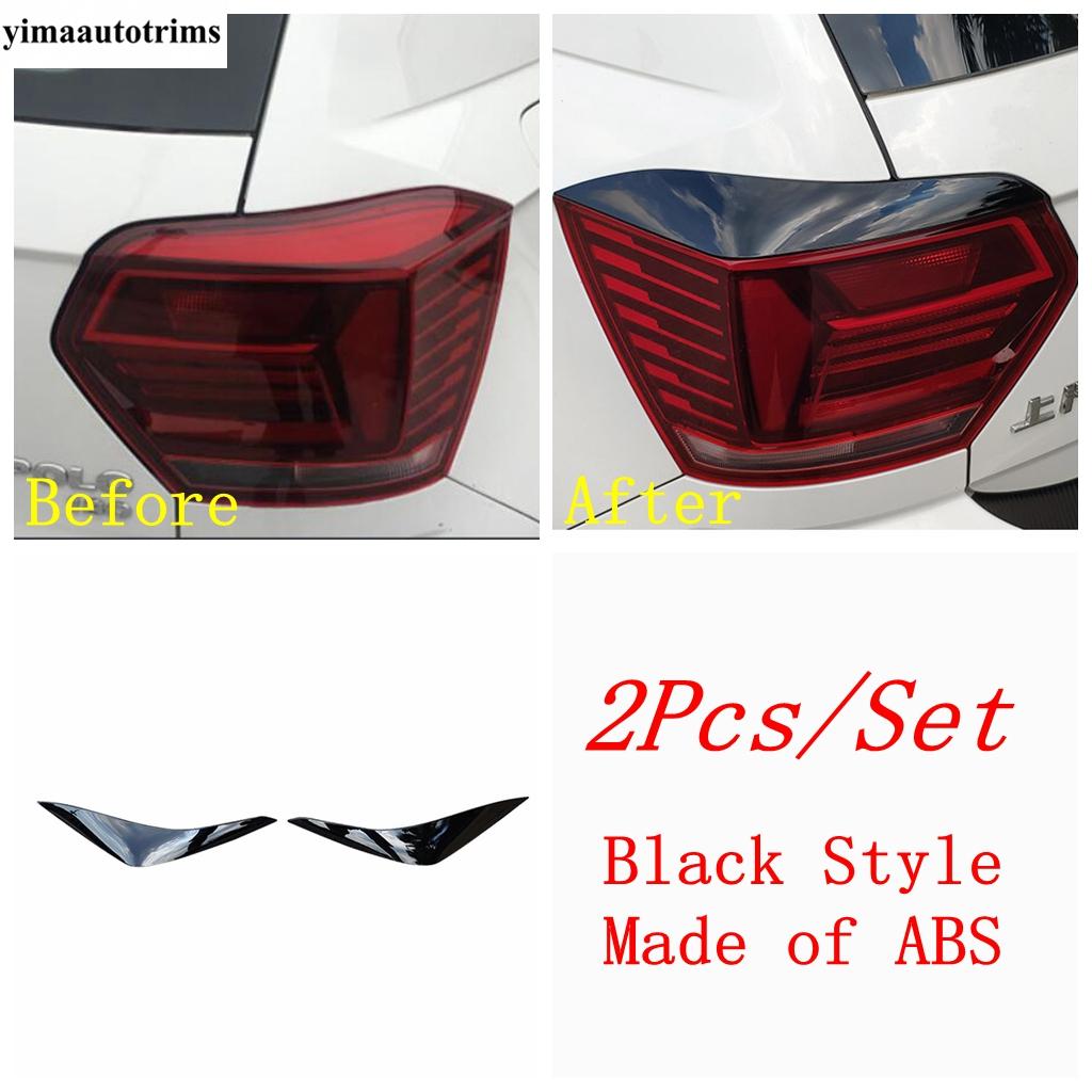 Front Rear Tail Lamp Light Eyebrow Eyelid Strip Cover Trim For VW Volkswagen Polo  -  Black / Carbon Fiber Accessories