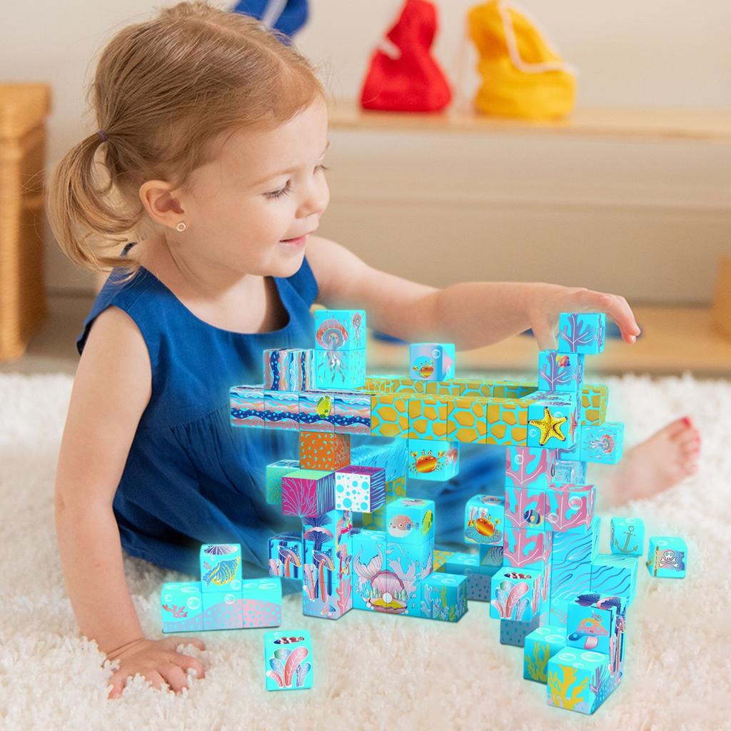 Luminous Magnetic Block Building For Children, Diy Strong Magnetic Attraction Educational Toys, Magnetic World