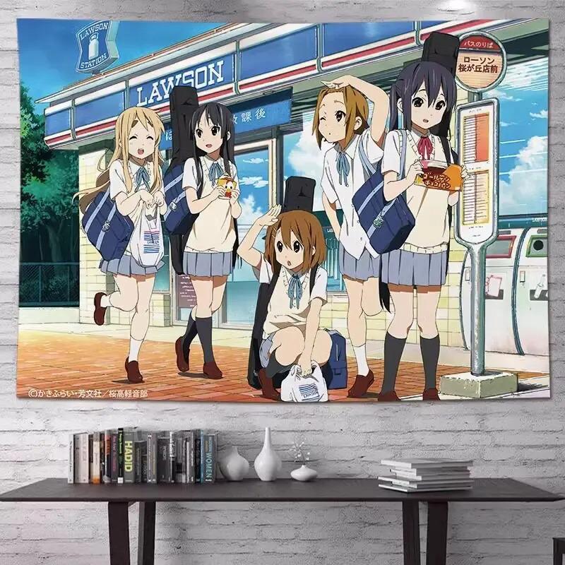 K Anime Auf Anime Mädchen Wandteppich Niedlicher Japanischer Schulmädchen Druck Wandbehang für Teenager Schlafzimmer Wohnheim Zimmer Dekor Mehrere Größen