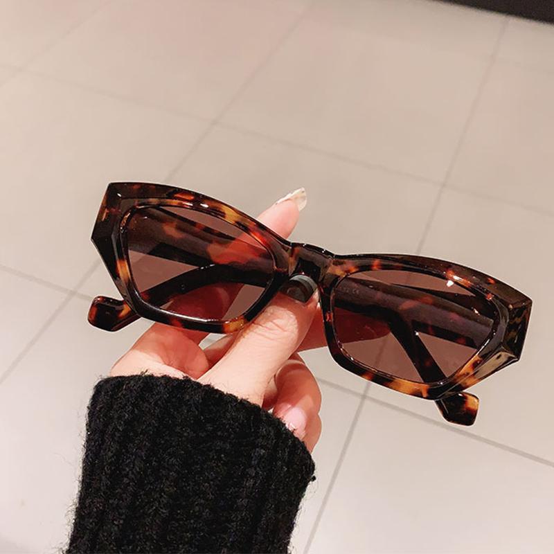 Vintage Women's Sun Glasses Small Rectangle Clear Frame Summer Orange Brand Designer Cat Eye Sun Glasses Female UV400 Eyewears