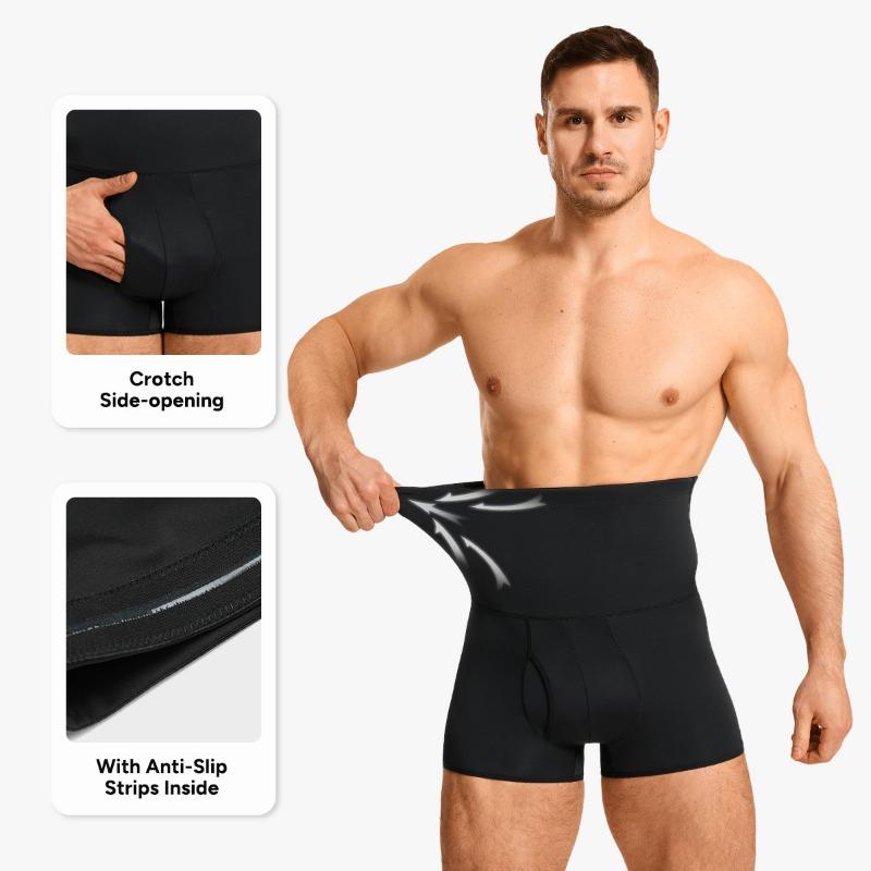 Herren Hohe Taille Bauchkontrolle Oberschenkel Schlankmachende Offener Schritt Formgebende Hose