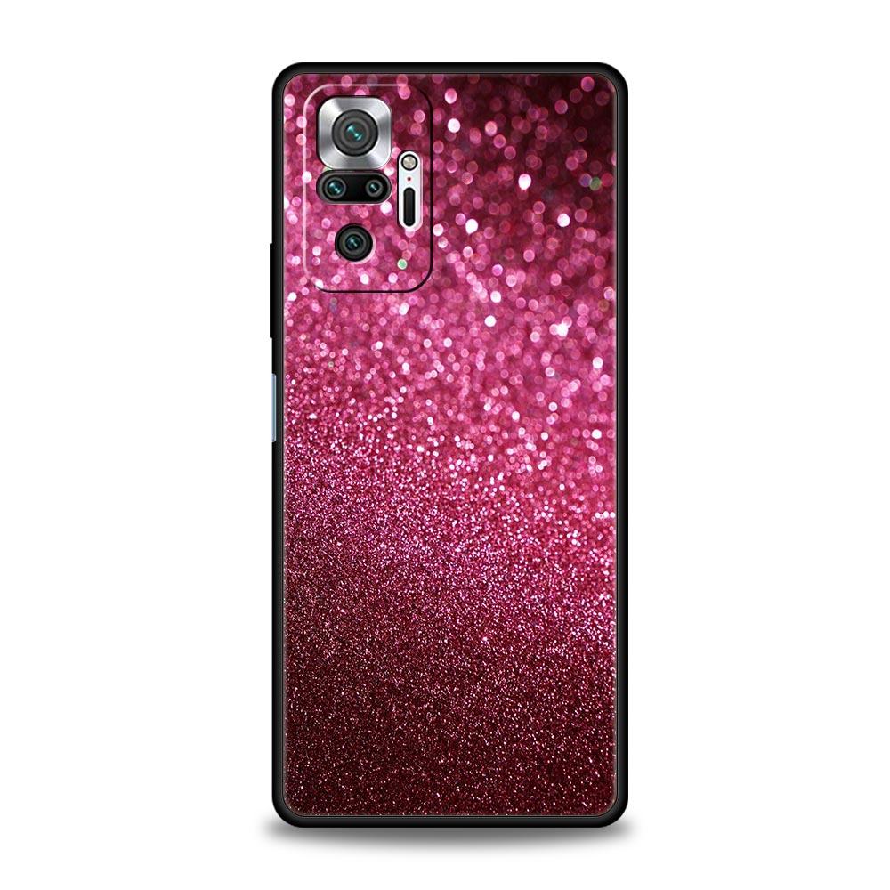 Phone Case Cover for Redmi 14C 10C Note 15 14 13 12 10 11 Pro Plus K40 5G Soft TPU Shockproof Fundas Shell Pink Glitter Capa Bag