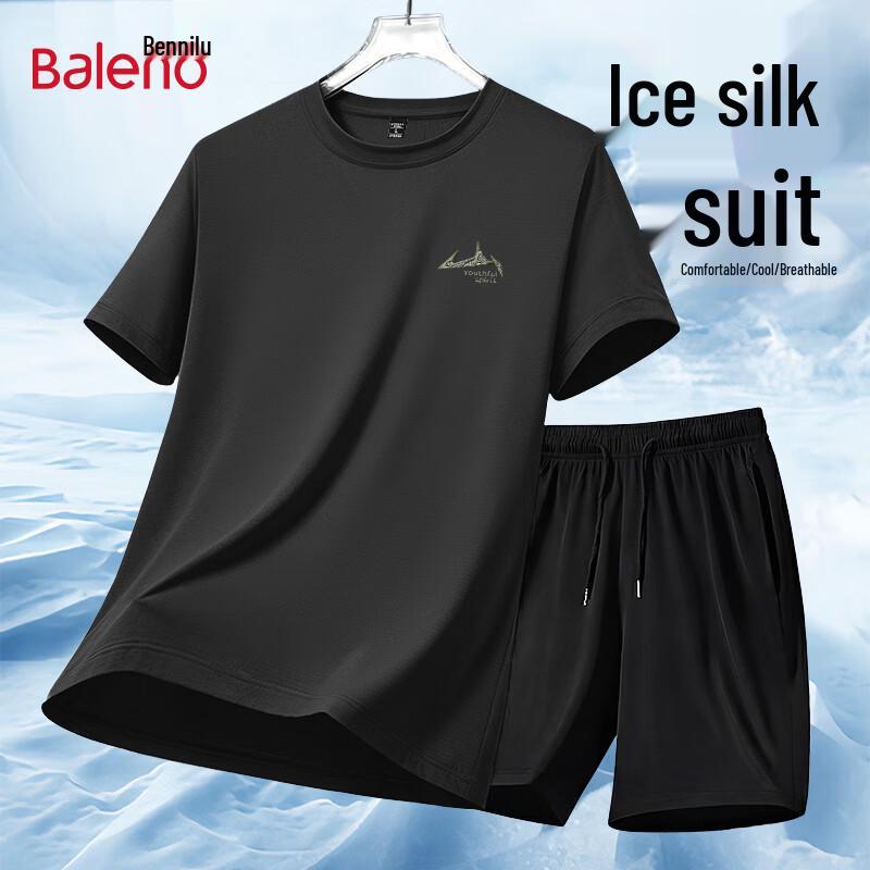 Baleno Men s Ice Silk Short Sleeve T-shirt  Shorts Set L