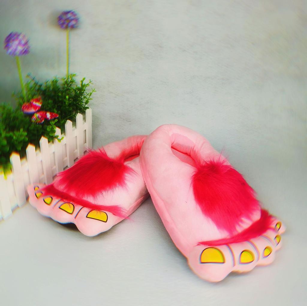 Feerldi New Purple Chunky Fur Slippers Home Indoor Cosplay Shoes big Size Unisex Couples Fluffy Slides Designer Animal Fur Shoes