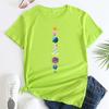 Summer Round Neck Planet Pattern Printed Top Fashionable Casual Short Sleeved Women's Pure Cotton T-shirts