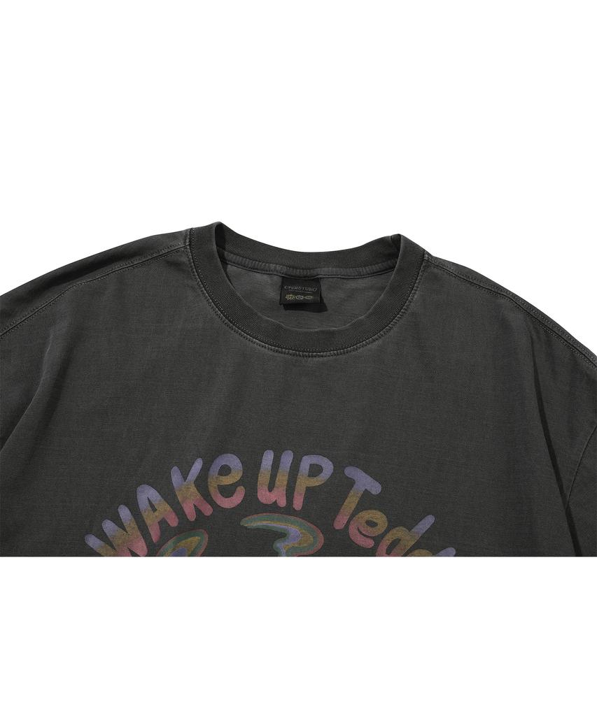 CPGN STUDIO Wake Up Teddy Pigment Short Sleeve T-Shirt Smoke Black
