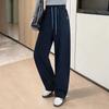 Women's Fleece-Lined Drawstring Wide-Leg Casual Pants