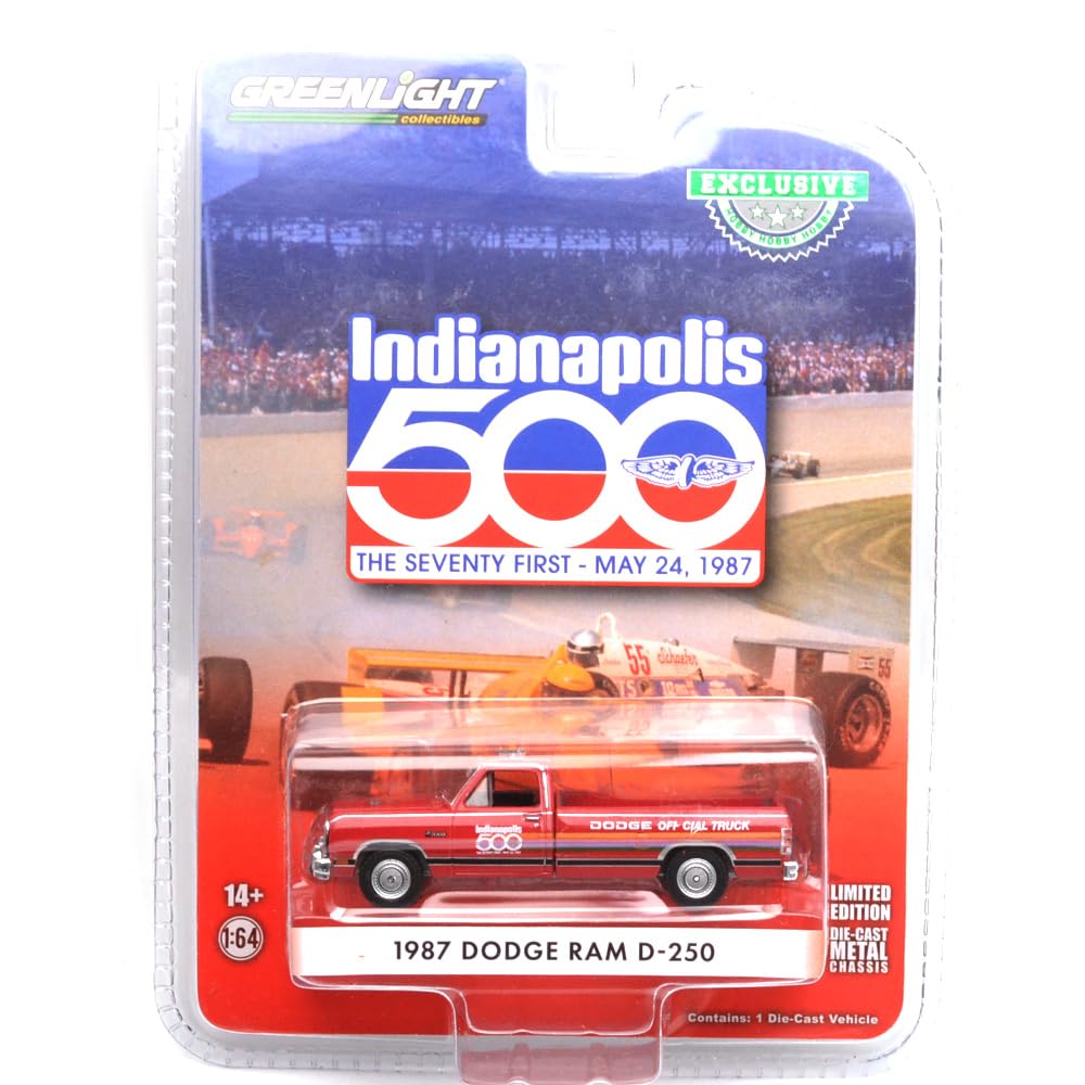 

Greenlight 1/64 Scale 1987 Dodge Ram D-250-71st Indianapolis 500 Official Track зелений