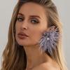 Orecchini perforati alla moda con piume multicolore, Adatti per accessori gioielli da festa di matrimonio fatti a mano retrò da donna