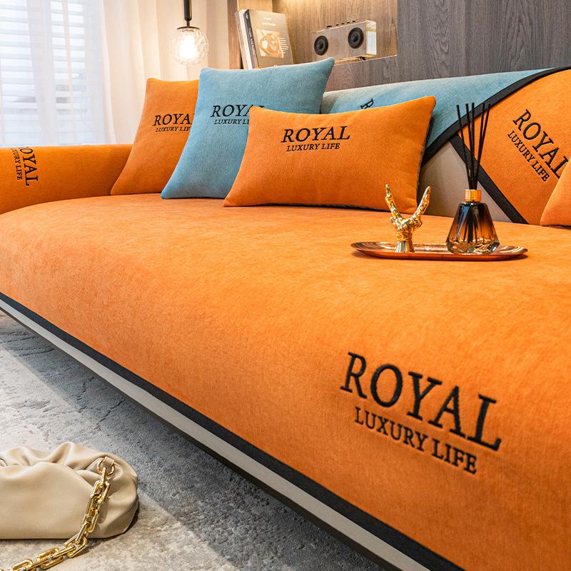 Chenille Sofa Cover Thicken Corner Couch Covers Mat Solid Color Slipcover Pet Dog Kids Mat Sofa Cushion Blanket Live Room
