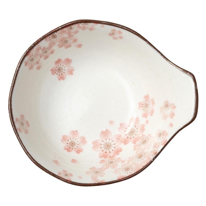 Cherry Blossom Ceramic Flavor Dish Household Spit Bone Dish Practical Single Handle Flavor Dish Restaurant Japanese Small Dish Tableware Dish