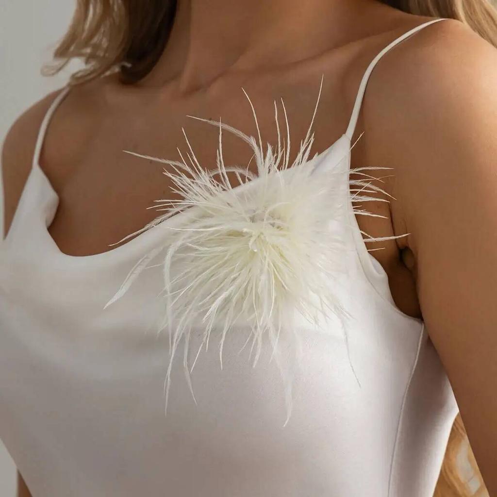 SHIXIN 6 Colors Vintage Colorful Large Feather DIY Brooch Accessory Handmade Corsage Brooches Suit Pants Pins Clip Women Jewelry