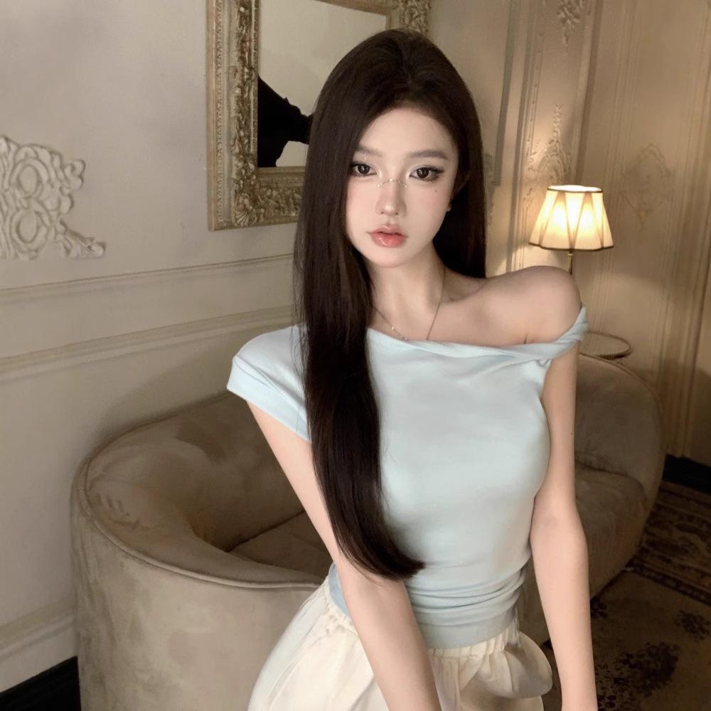 2025 Sexy Ruffled Off-Shoulder T-Shirt – Summer Pure Desire Style