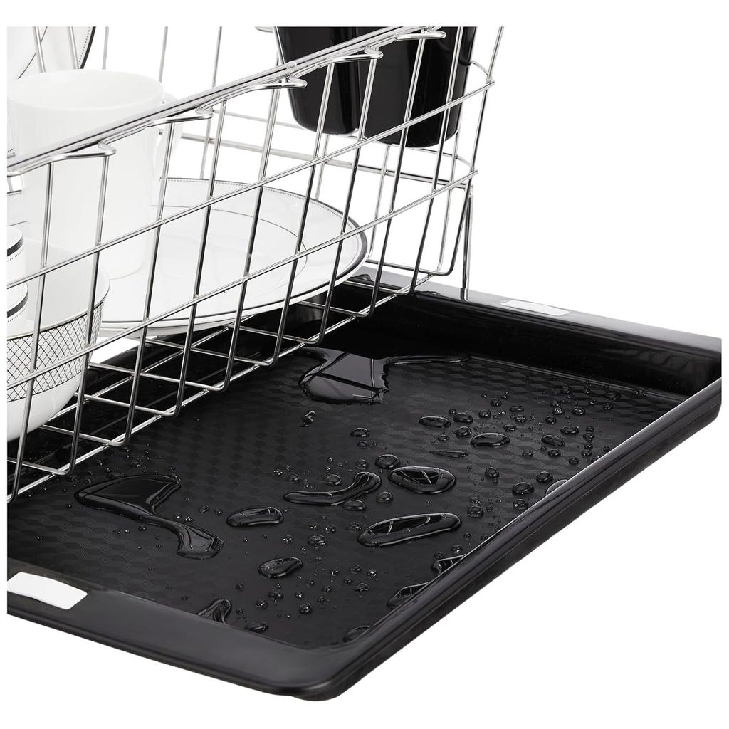 Stainless Steel Dish Drainer with Drain Tray | Detachable Cutlery Stand | Utensil Drying Basket Stand