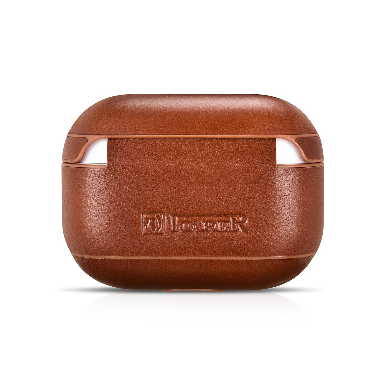 

ICARER Genuine Leather Coated PC Case for Apple AirPods Pro Dark Brown