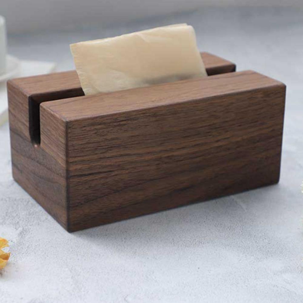 Solid Wood Rectangular Black Walnut Wood  Cover Tissue Box For Home Office Hotel