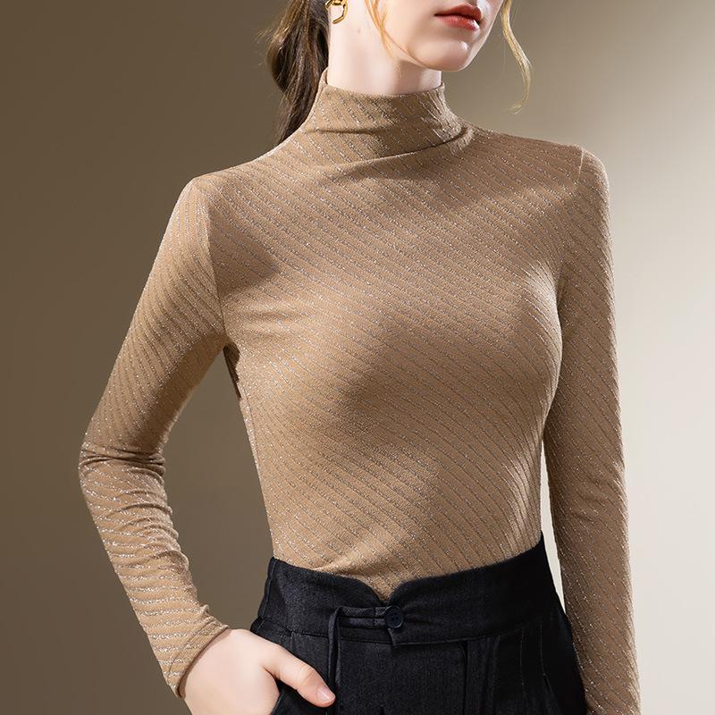 Semi-turtleneck Bottoming Shirt Women's New European Women's Clothing, Foreign Elastic Inner Waist Top