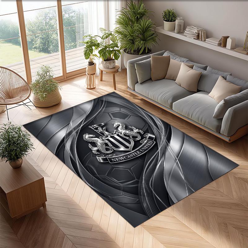 Tappeto in Velluto di Cristallo con Stampa di Calcio del Newcastle United, Comodo Assorbente d'Acqua Antiscivolo Tappeto per Pavimento Interno
