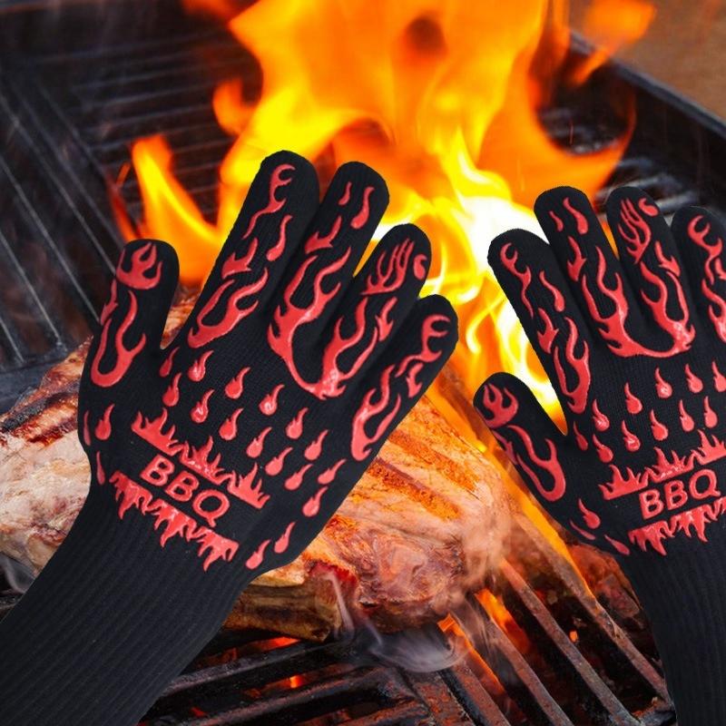 1/2Pcs Non Slip Silicone Oven Gloves Bbq Gloves Fireproof Heat Resistant Cut Resistant Mitts Kitchen Gloves For Barbecue Cooking