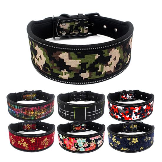 Flower Line Print Reflective Adjustable Pet Dog Puppy Collar Soft Neck Strap