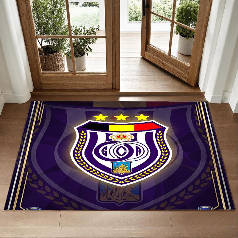 Anderlecht FC Design Crystal Velvet Rug Soft Decorative Mat for Bedroom Entrance