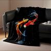 Two Graceful Koi Fish Swirling In Harmony Flannel Blanket for Bedroom, Living Room, Sofa, and Nap Sofas.