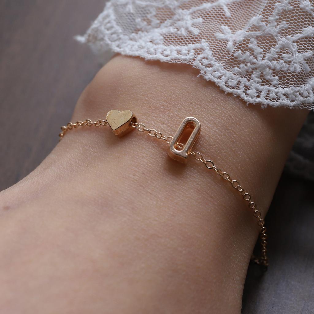 26 Letras Moda Inglês Letra Inicial Coração Pulseira DIY Pulseiras de Nome Personalizadas Meninas Mulheres Aniversário Trendy Zircônia