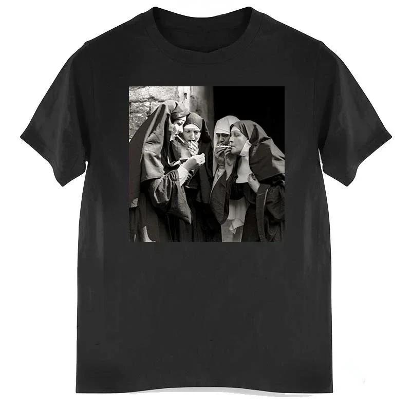 2025 new model Nun _ Nun Smokes Print TShirt Distinctive Play Bowling men Hipster Tees Casual Streetwear Unisex Clothing Summer