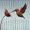 Rusty Metal Texture Hummingbird Garden Stake Weather Resistant Iron Easy Installation Wrought Iron Bird Statue