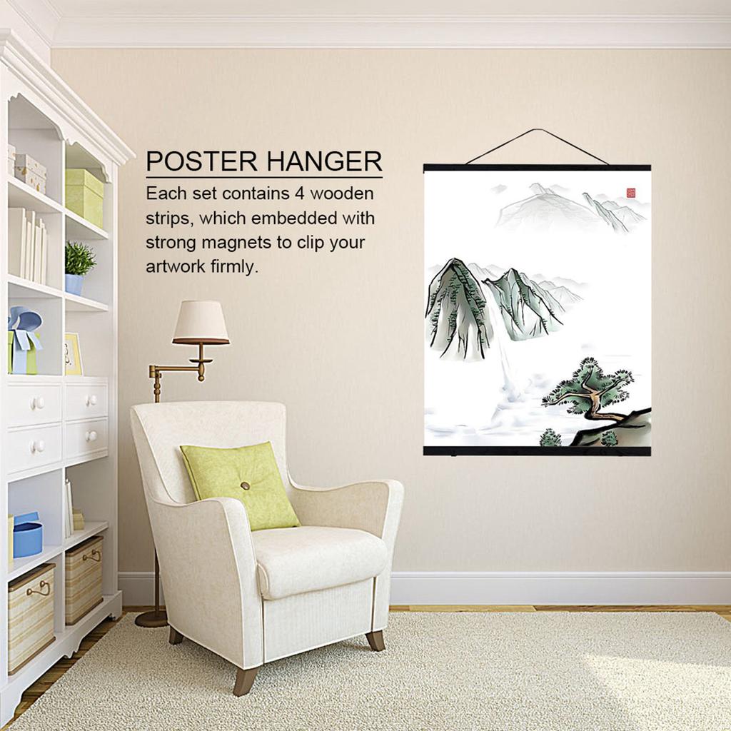 Modern Magnetic Sawdust Photo Picture Frame DIY Poster Scroll Prints Artwork Hanger Black Color