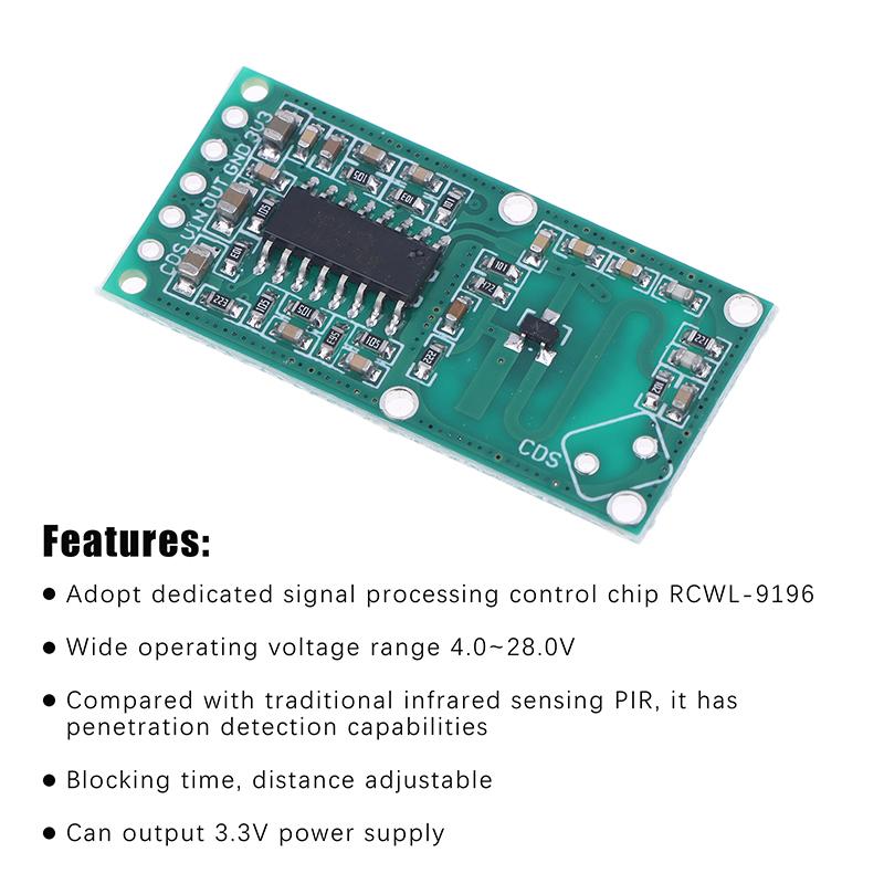1/5Pcs Rcwl-0516 Microwave Radar Intelligent Sensor Module Human Body Induction Switch Board For Arduino Diy Accessories