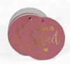 Inkdotpot 100 - Confezione da 100 etichette in carta stagnola color oro vero Love Is Sweet bomboniera da appendere