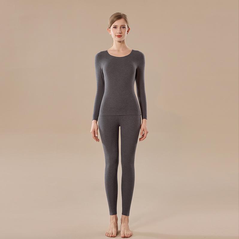 Women's Class A Fleece-Lined Thermal Cashmere Underwear Set - Antibacterial Autumn/Winter Top and Pants.