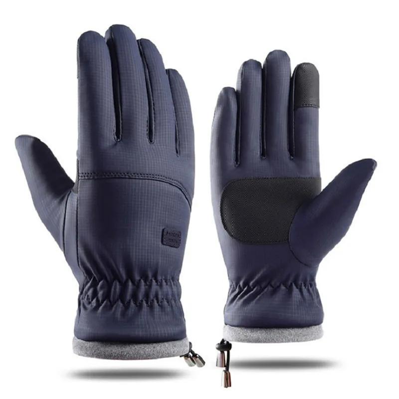 

Warm Gloves for Men In Autumn and Winter Flannel for Cold and Water Resistance Outdoor Use Biking Touch Screen Bike Skiing Glo Practical Use синий
