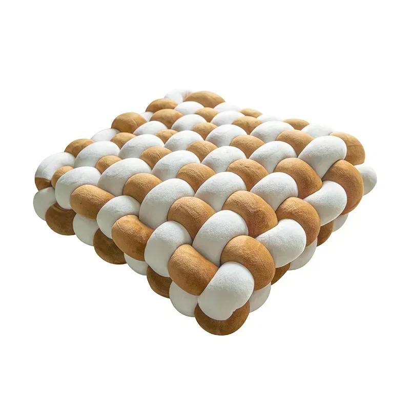 Knotted Square Cushion Nordic Aesthetic Stuffed Pillow Office Chair Decorative Plush Pillow Sleeping Back Knot Hand-made Cushion