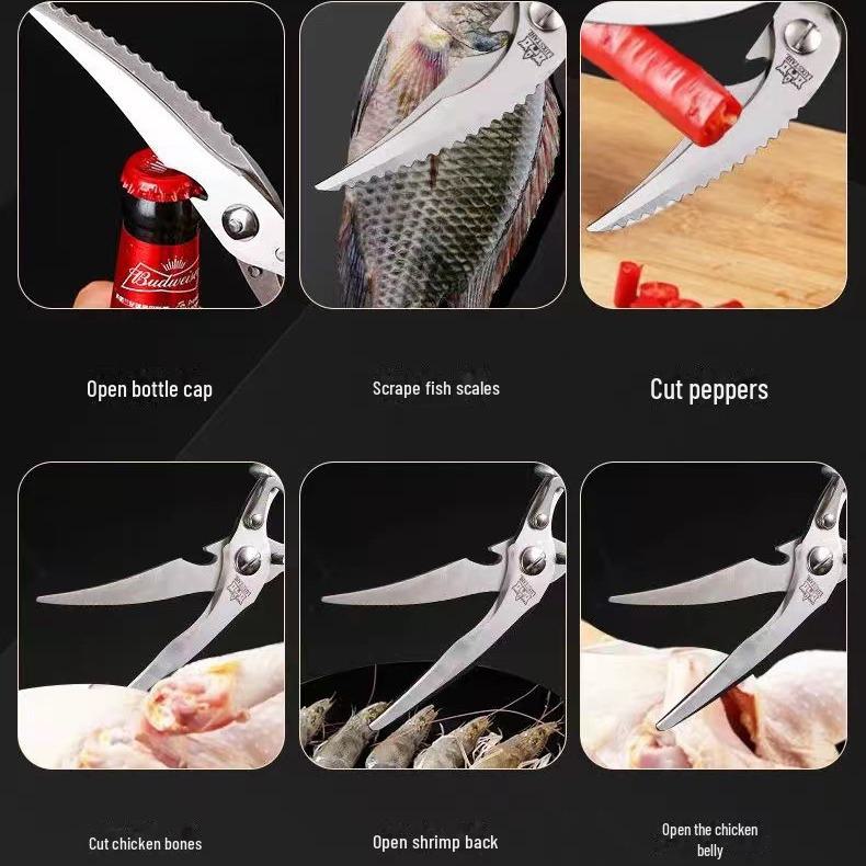 Multifunkční kuchyňské nůžky z nerezové oceli pro kuřecí, husí a rybí bůčky