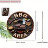 Vintage-Inspired BBQ Area Wooden Sign - Grill-Themed Outdoor Decor with Steak & Tools Imagery - Retro BBQ Decorative Plaque