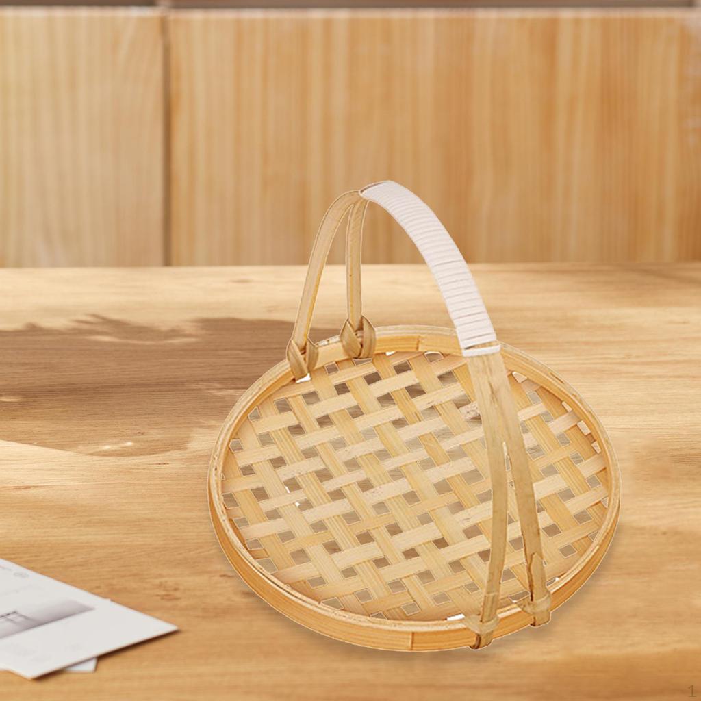 Handgewebte Obstkorb Brot Gemüse Lagerung Stehen Tabletts Platte Lebensmittel