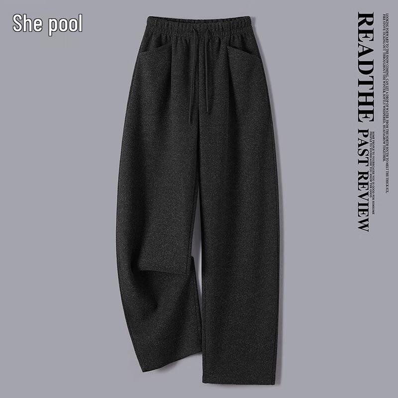 Tachi Women's Drawstring Elastic Waist Thickened Wool Blend Casual Pants
