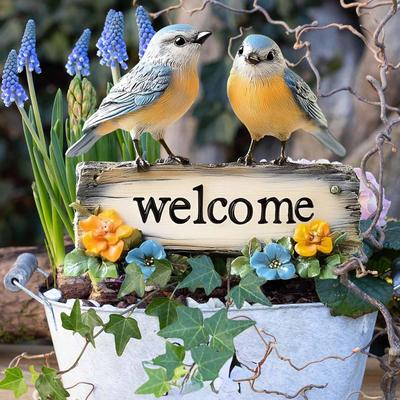 Καλώς Ορίσατε Πουλιά Πινακίδα Αυλής Πασσαλάκι Κήπου PVC Διακοσμητικό Γκαζόν για την Αυλή Έξω
