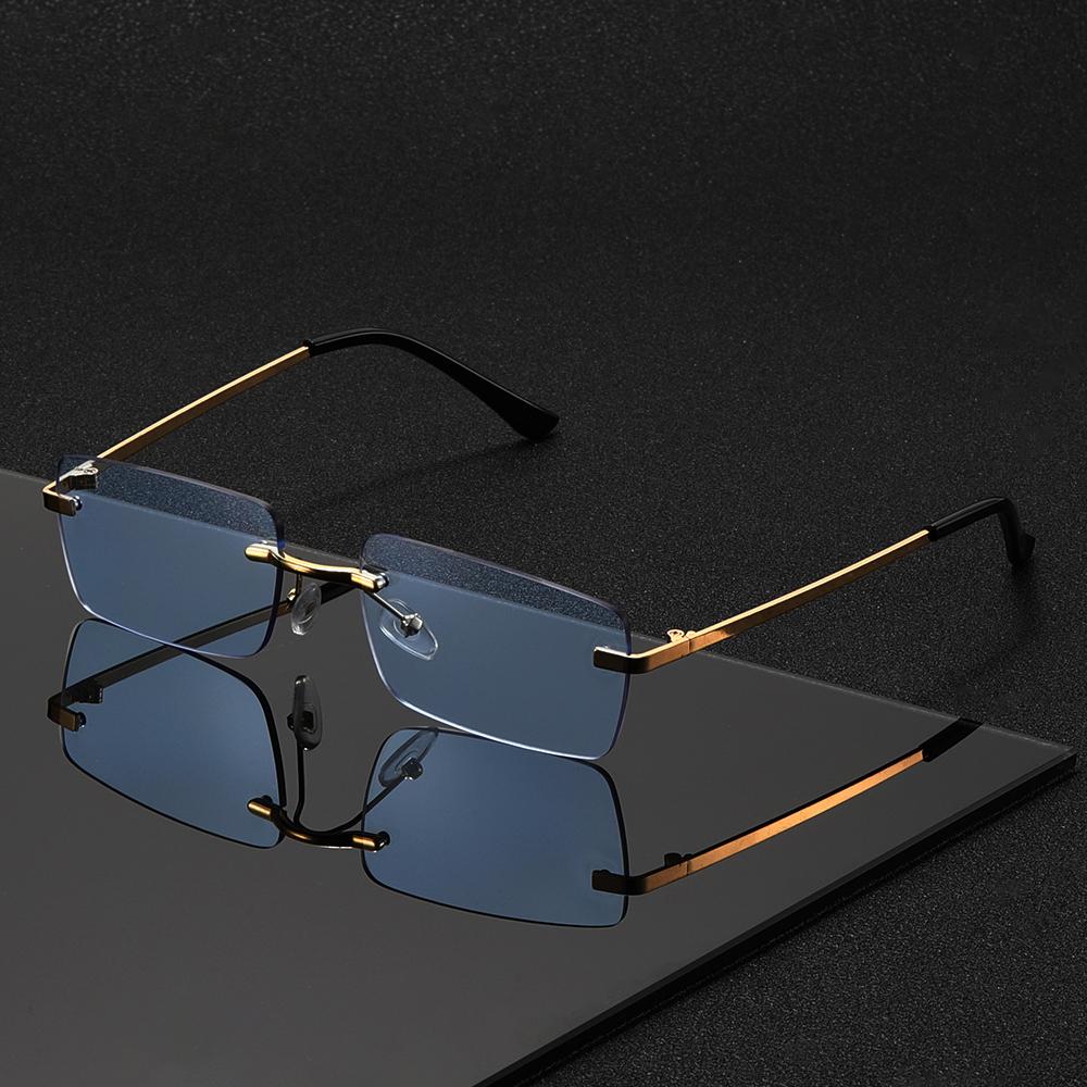 1PC, Rectangular Rimless Glasses, Small Frame Exquisite Style, Retro Elegant Glasses, Suitable for Men and Women