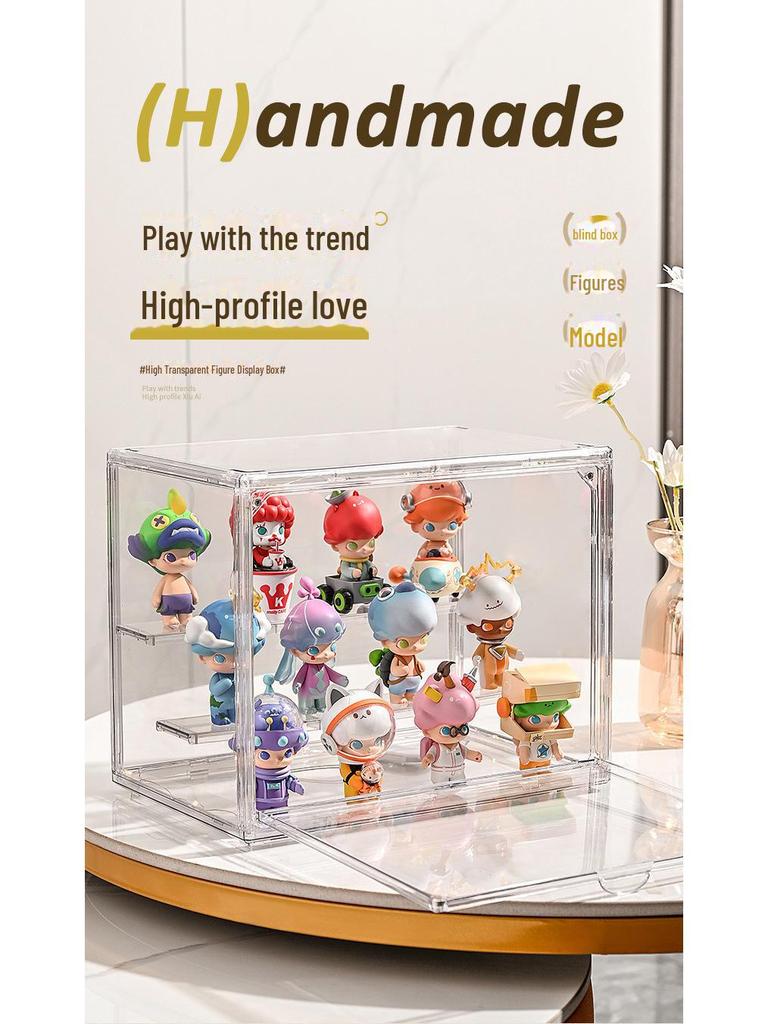 Pudełko ekspozycyjne na lalki Pop Mart: Przezroczysty akrylowy pojemnik do układania w stosy o dużej pojemności