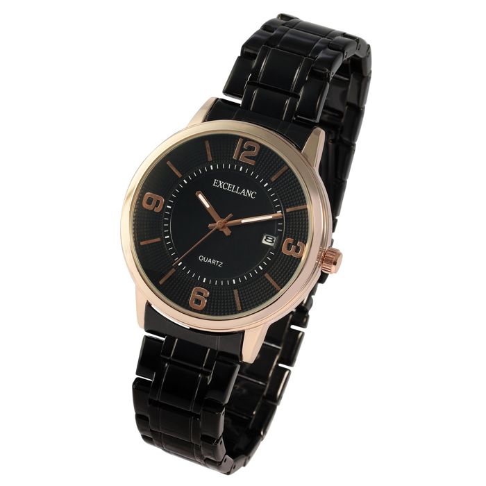 Montre - EXCELLANC - SL28 - Boîtier 41 mm - Cadran noir - Bracelet métal noir