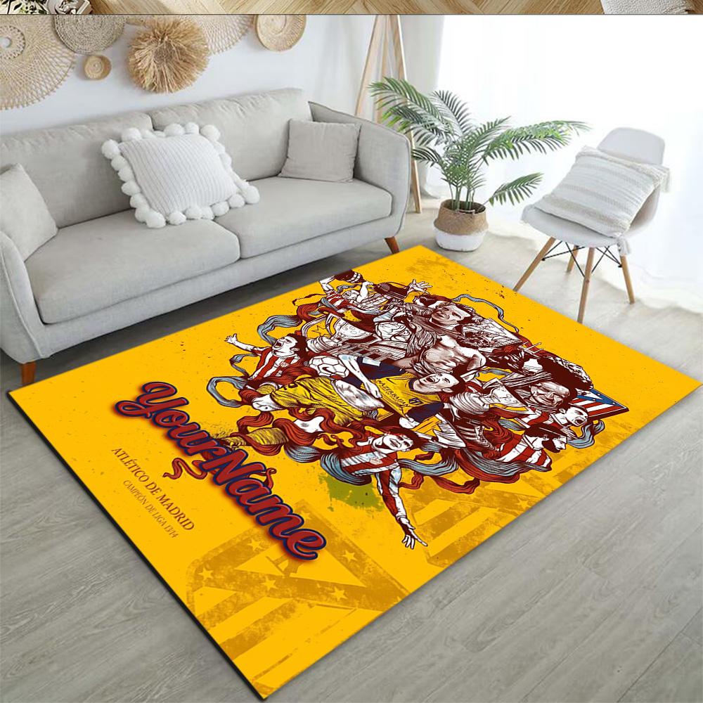 Atletico Madrid Customize Text Floor Mat Perfect for Balcony Dining Room Hallway Bedrooms Anti-slip Rug Decorate Offices Spiritual Gift