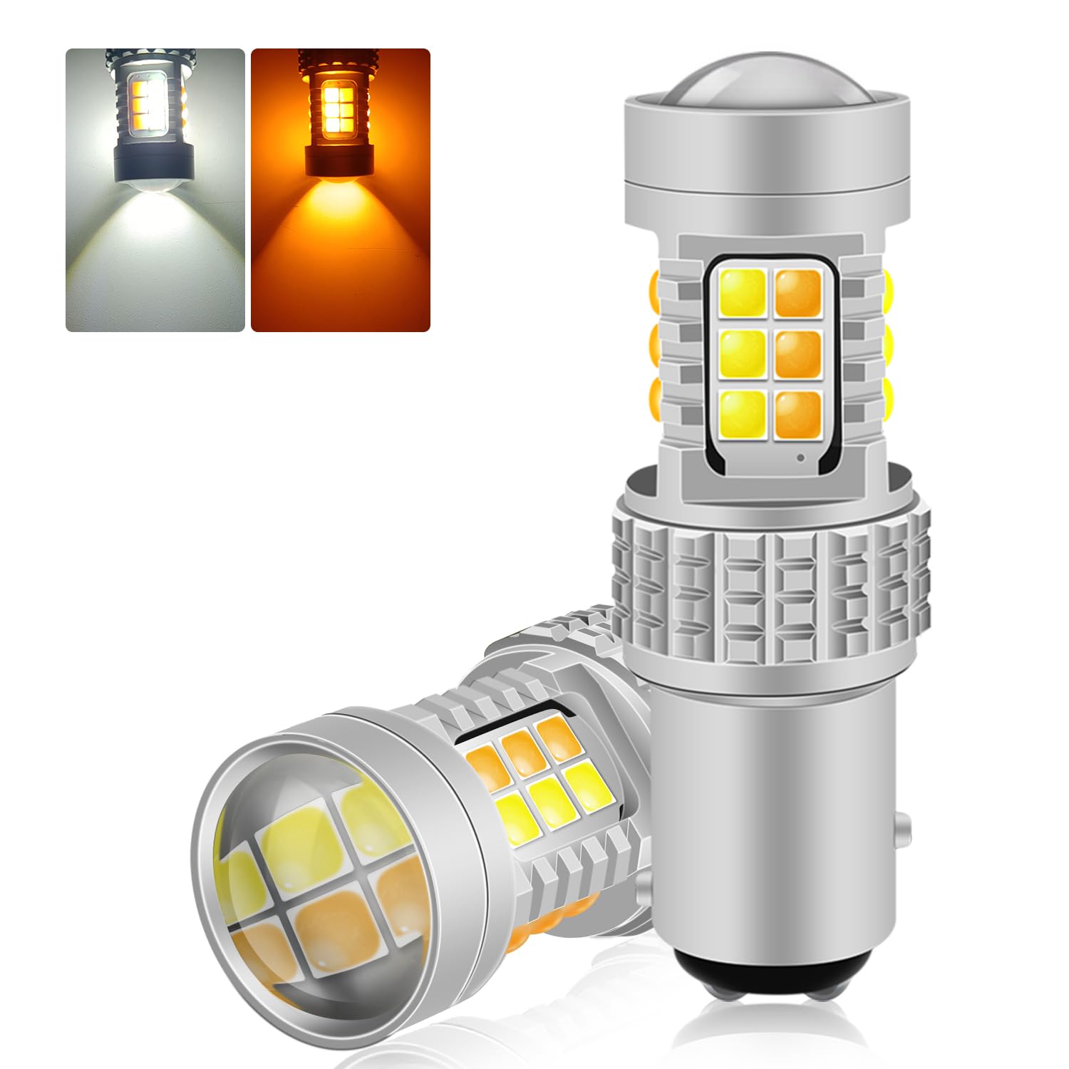 

Fenikso S25 LED Double Turn Signal Position Lamp, Amber, White, 2 Color Switching, 30 S25 double ball