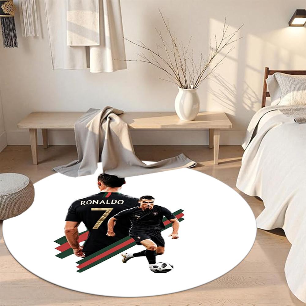 Cristiano Ronaldo Round Area Rug Perfect for Outdoor Dining Room Kitchen Bedrooms Antislip Round Carpet Anime Office Decor Perfect Gift for Women Men