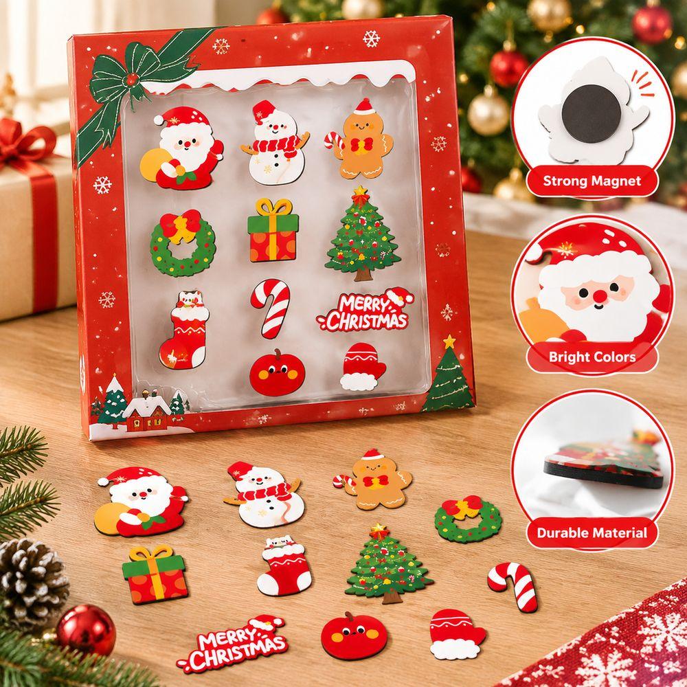 12Pcs Christmas Tree Magnetic Stickers Santa Claus Refrigerator Magnets  Holiday Gifts
