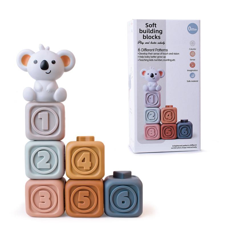 Stacking Nesting Baby Building Blocks Toys Soft Squeeze Diy Teething Baby Early Educational Toys For