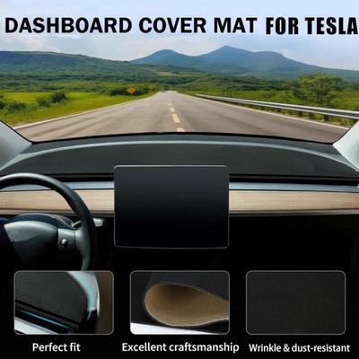 Semišová podložka na palubní desku pro Tesla Model Y Juniper Model Protector 3 Protiskluzová podložka 2025 Palubní deska Su R7X0